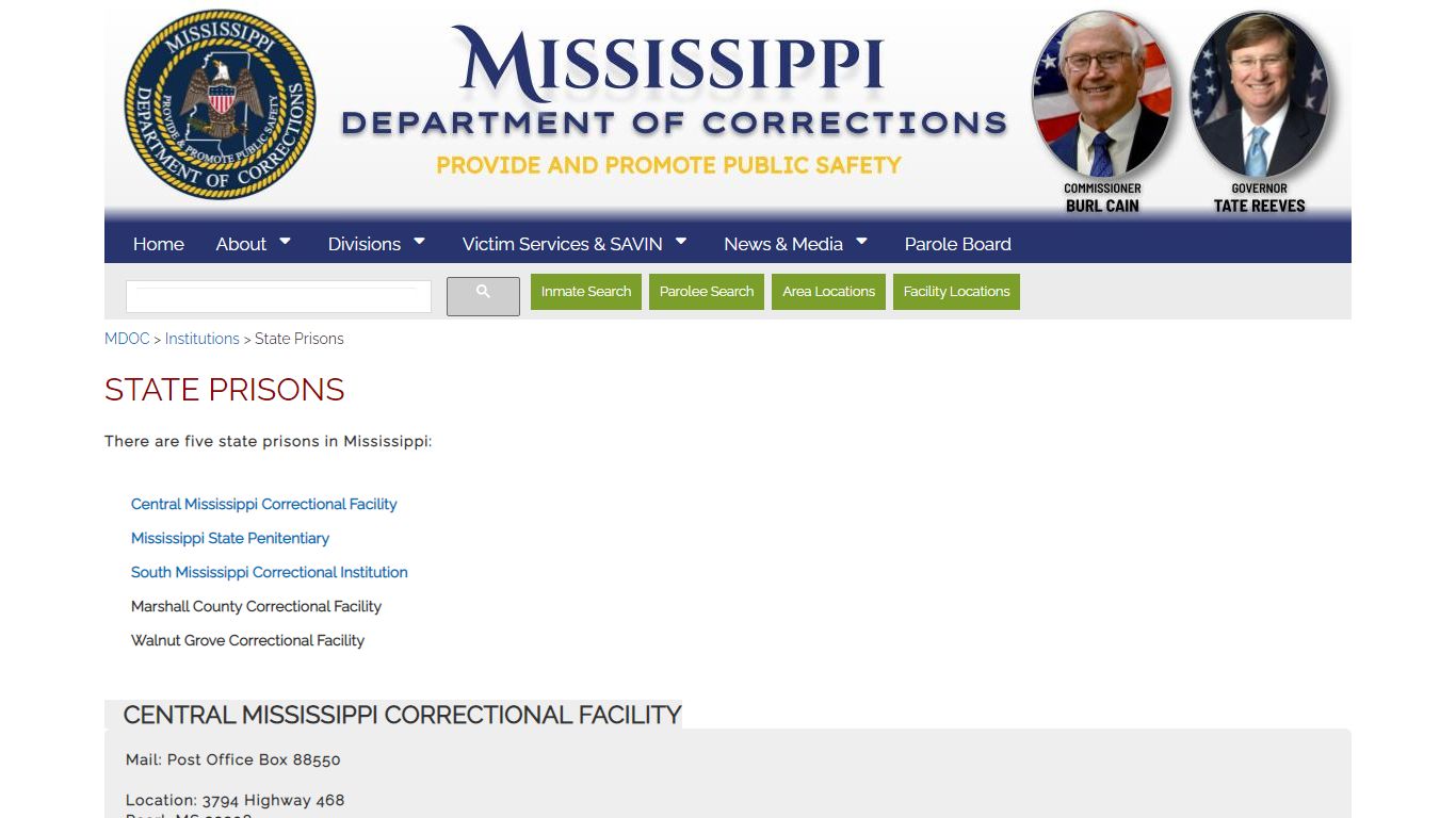 State Prisons - Mississippi