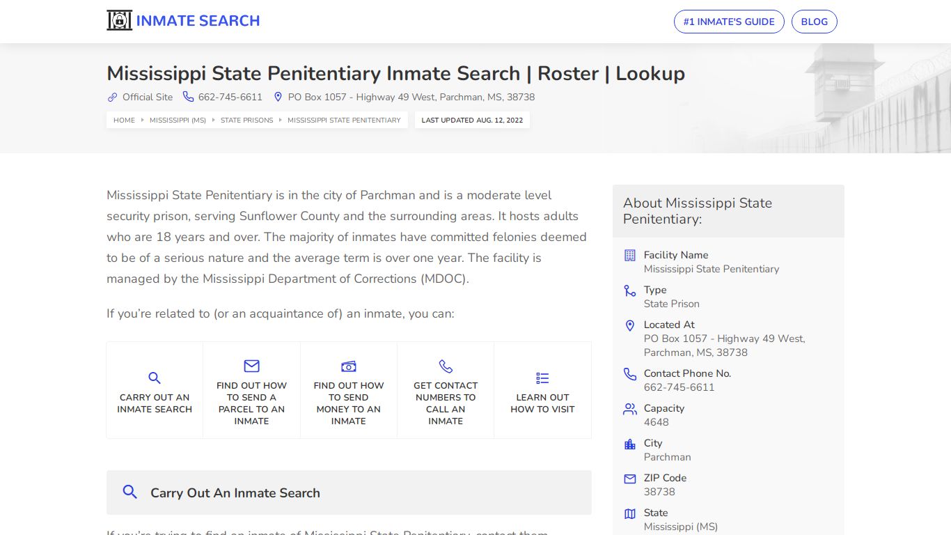 Mississippi State Penitentiary Inmate Search | Roster | Lookup